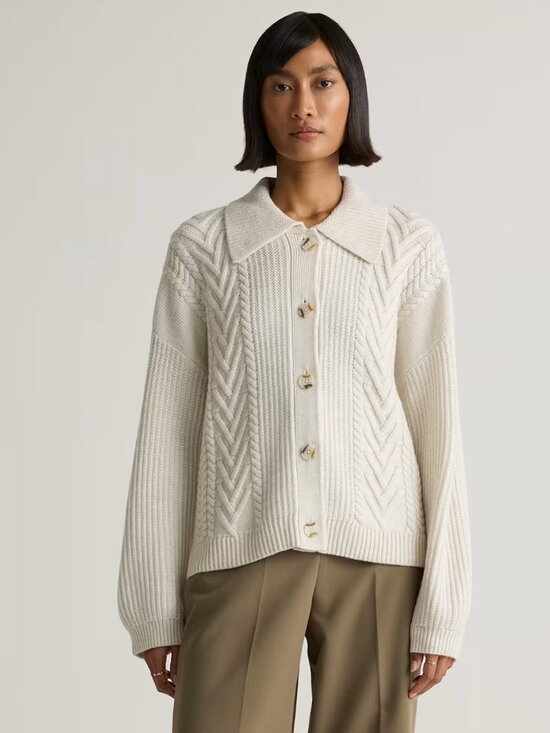 Quince Sweaters - Australian Merino Wool Collared Cable Cardigan